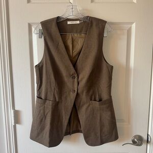 Brown  Vest with Front Pockets
